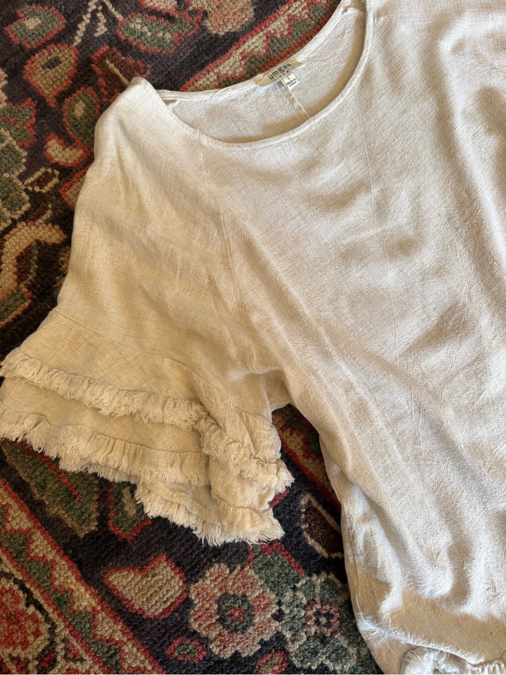 Umgee Cream Ruffle-Sleeve Tunic Top - Picture 4 of 4